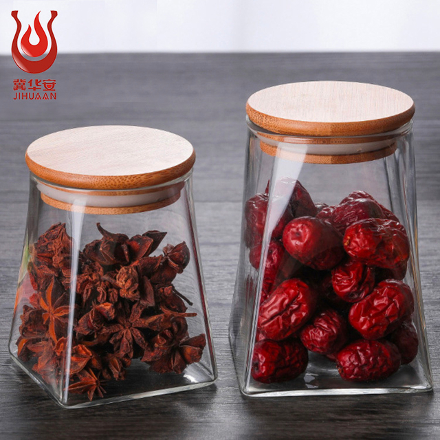 Whosale Custom Glass Jar Containers With Bamboo Lid Food Use Glass Jar